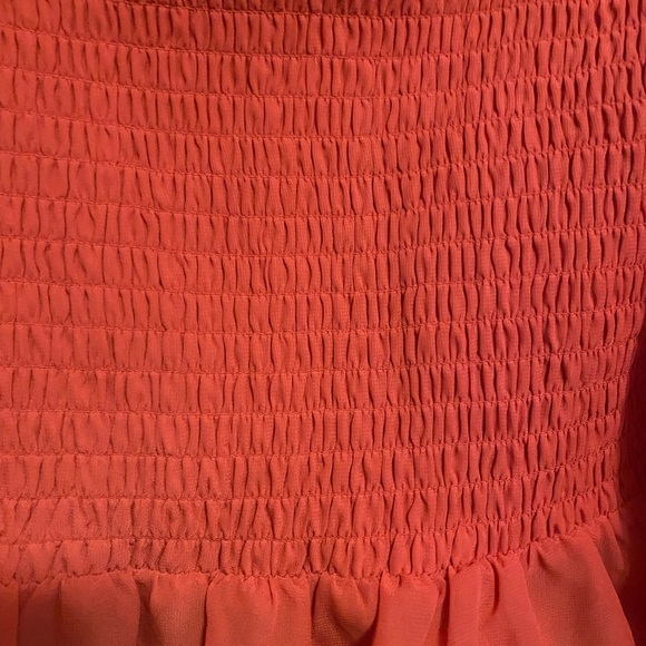 Miss Chevious Stretchy Crop Top semi Sheer Long Sleeve Size M Rust - Picture 4 of 9